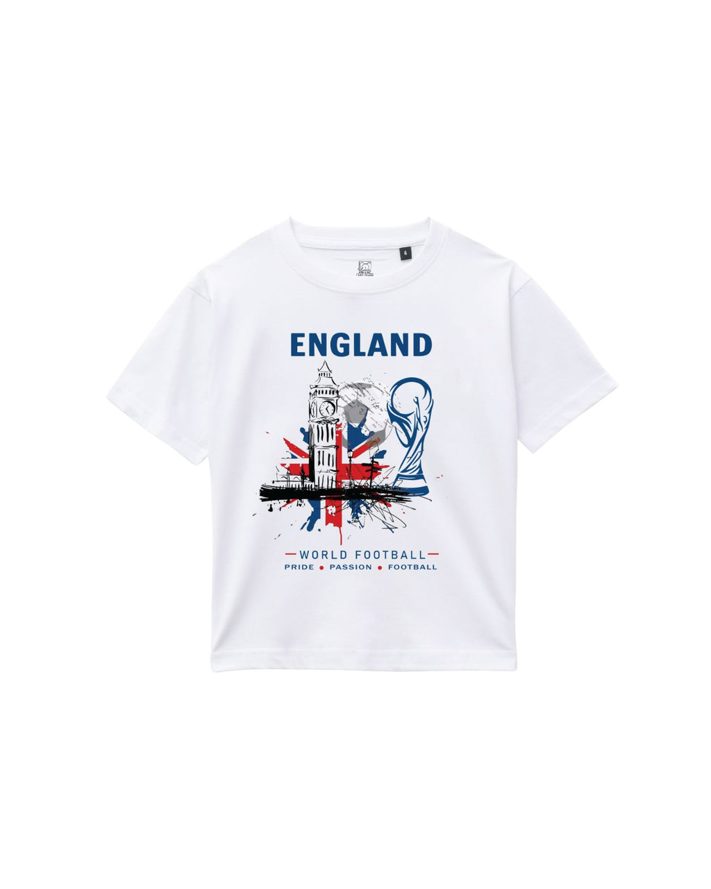 Kids England Football Graphic Printed Cotton T-Shirt