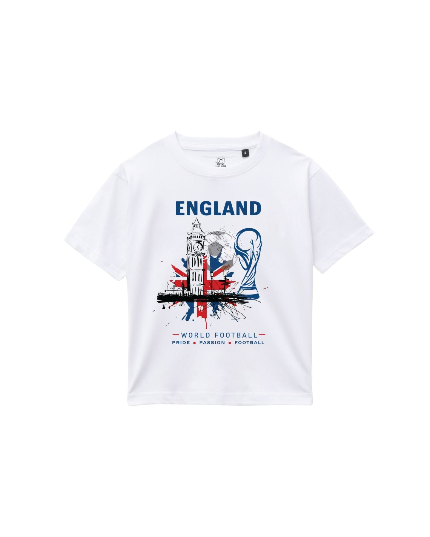 Kids England Football Graphic Printed Cotton T-Shirt