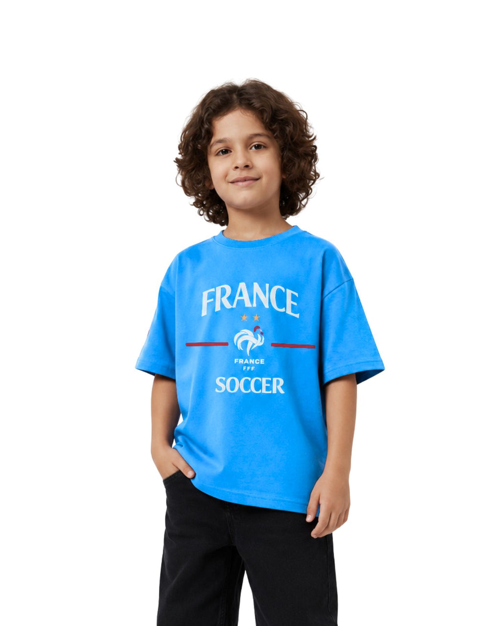 Kids France Soccer Graphic Printed Cotton T-Shirt