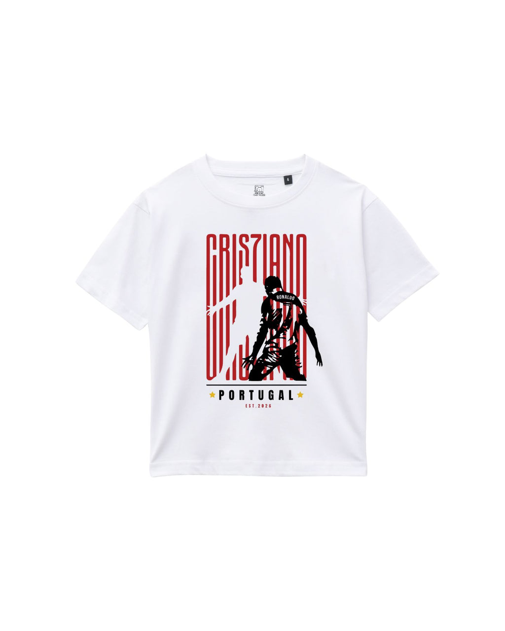 Kids Cristiano Ronaldo Portugal Football Graphic Printed Cotton T-Shirt