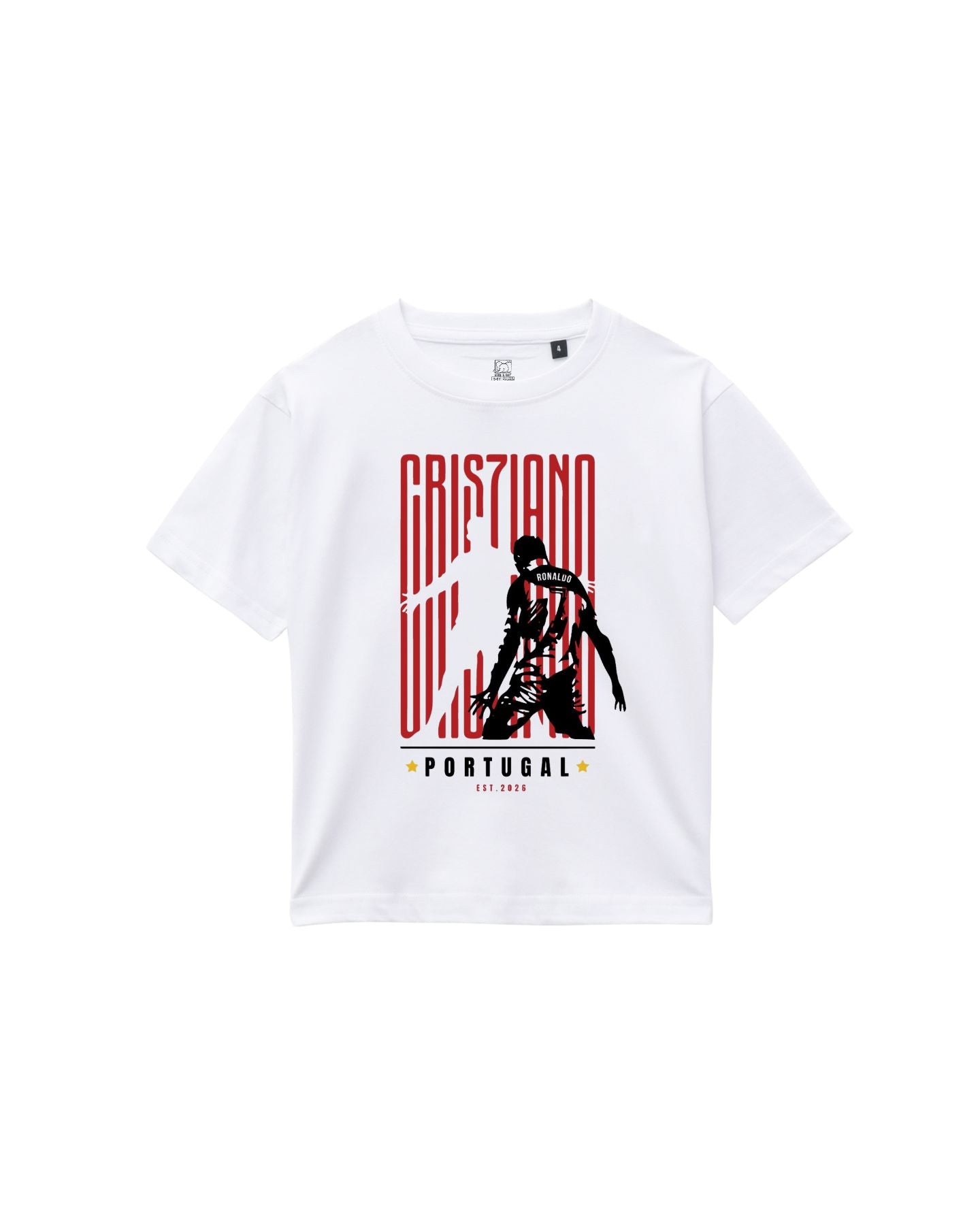 Kids Cristiano Ronaldo Portugal Football Graphic Printed Cotton T-Shirt