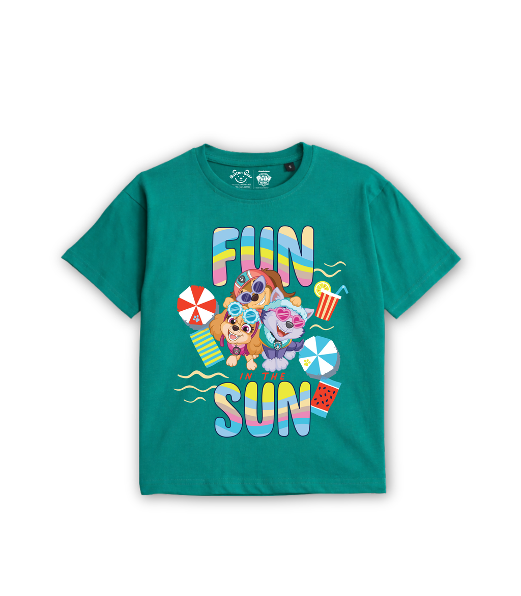 Teal Green Fun Sun Paw Patrol Kids T-Shirt