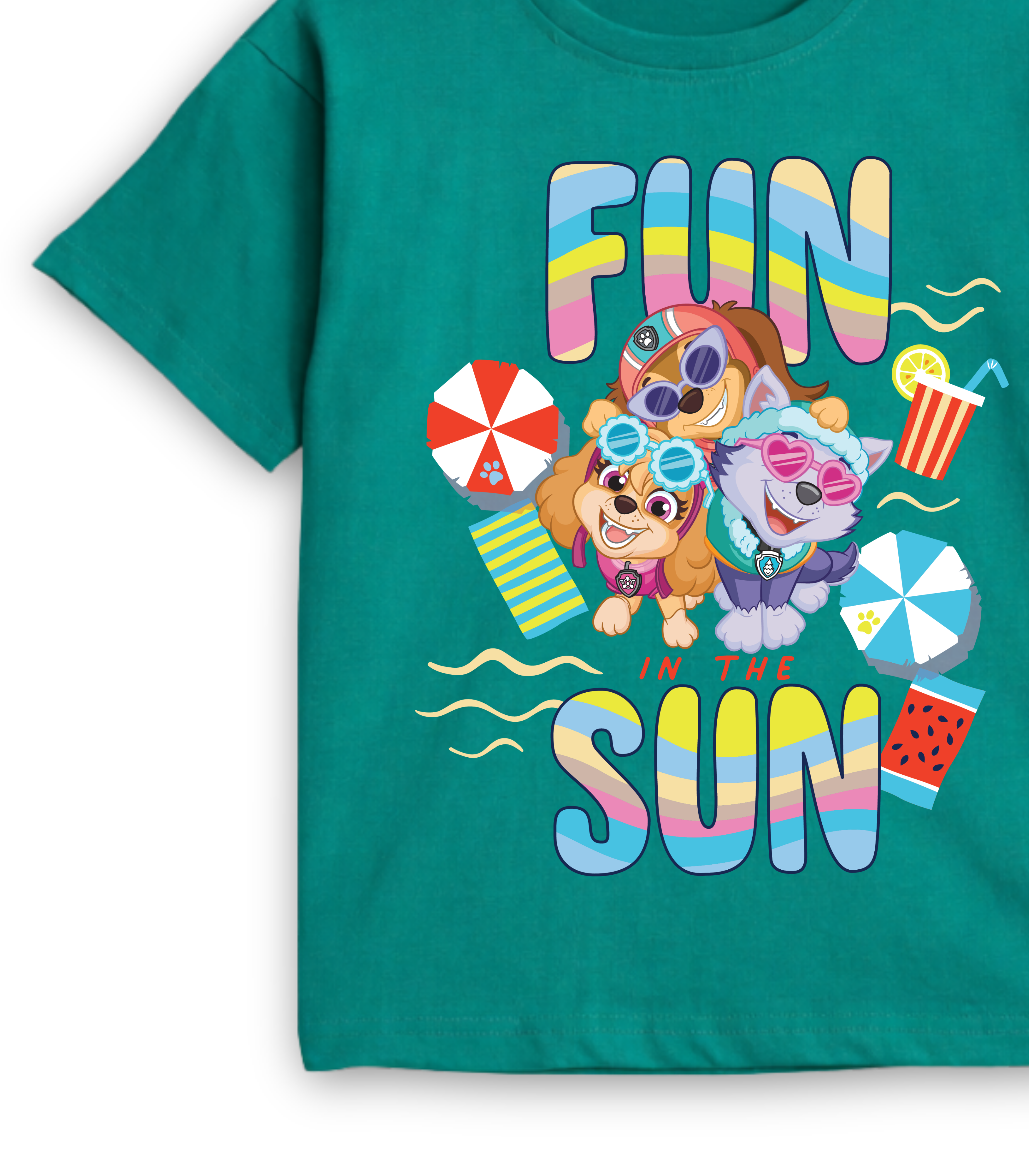 Teal Green Fun Sun Paw Patrol Kids T-Shirt