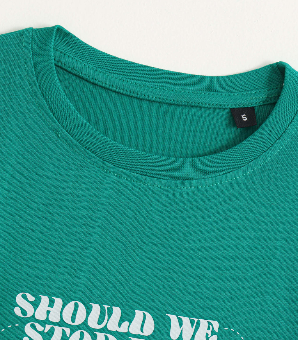 Teal Green Garfield Graphic Kids T-Shirt