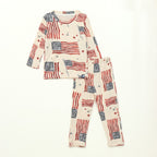 American Flag Print Kids Full Sleeve T-Shirt & Pyjama Set