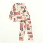 American Flag Print Kids Full Sleeve T-Shirt & Pyjama Set