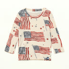 American Flag Print Kids Full Sleeve T-Shirt & Pyjama Set
