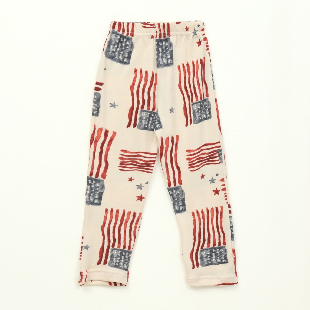American Flag Print Kids Full Sleeve T-Shirt & Pyjama Set