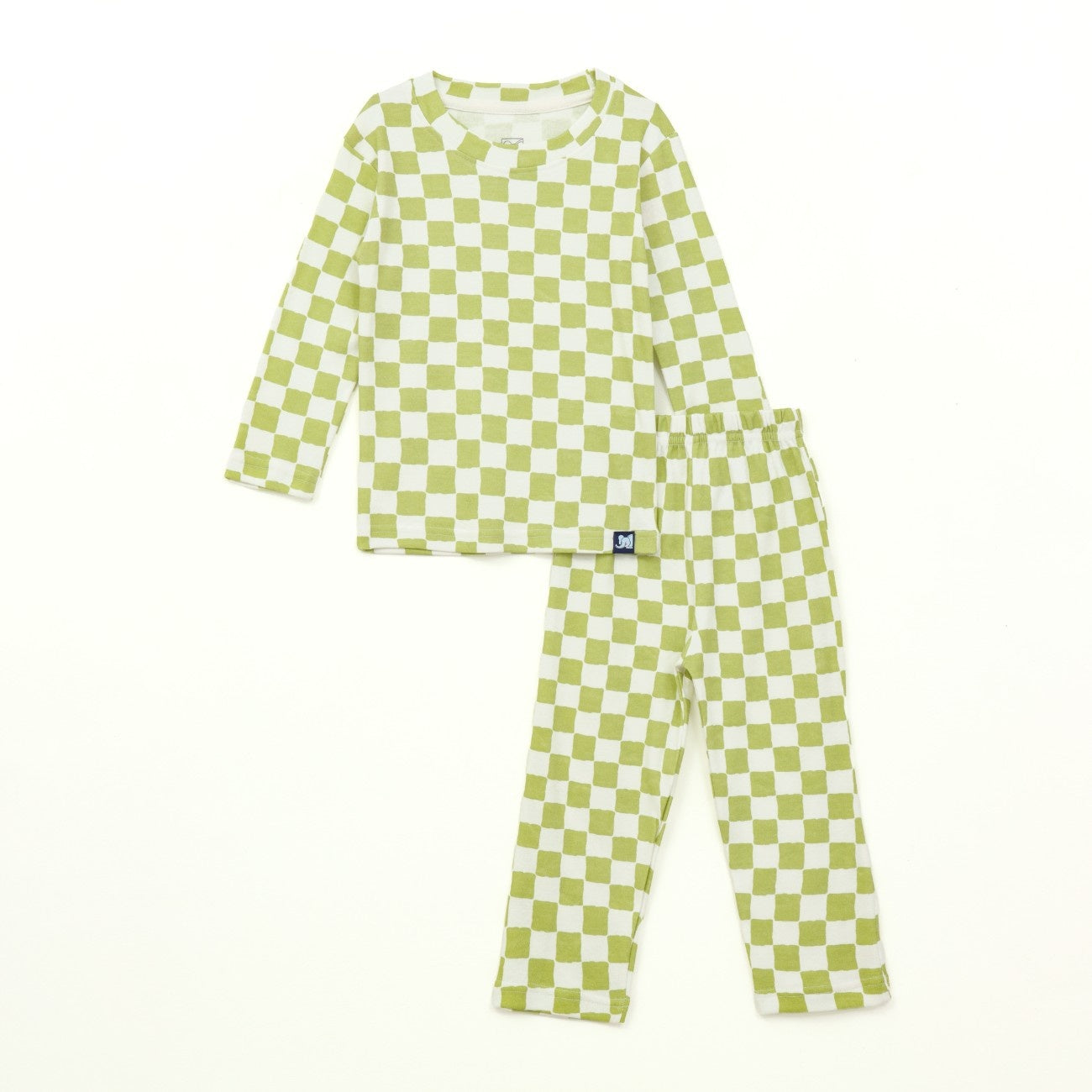 Sage Green Checkerboard Kids Full Sleeve T-Shirt & Pyjama Set