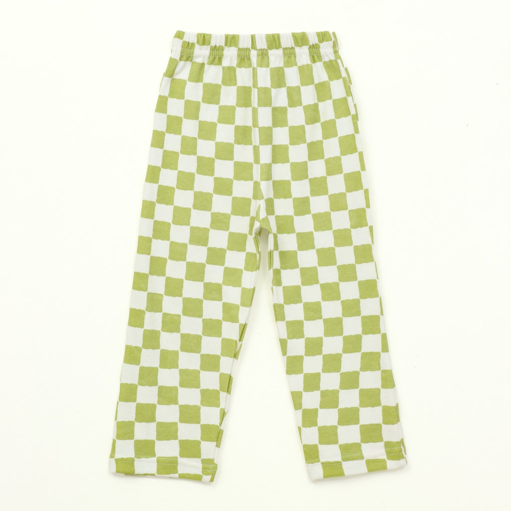 Sage Green Checkerboard Kids Full Sleeve T-Shirt & Pyjama Set