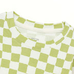 Sage Green Checkerboard Kids Full Sleeve T-Shirt & Pyjama Set