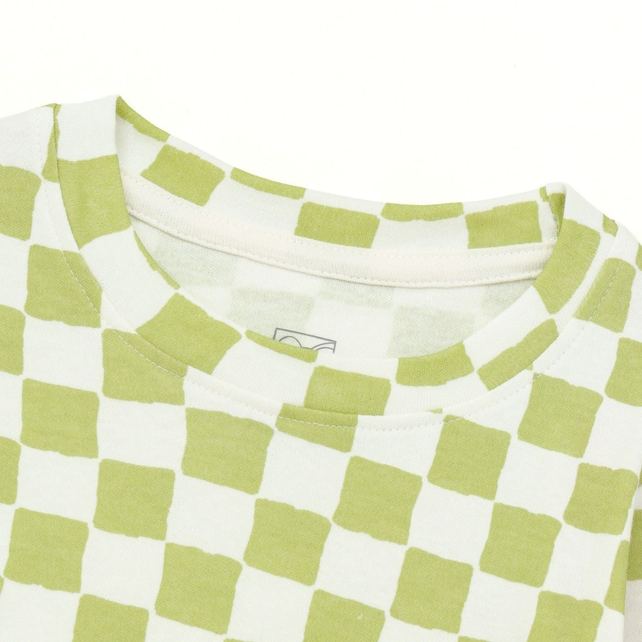 Sage Green Checkerboard Kids Full Sleeve T-Shirt & Pyjama Set