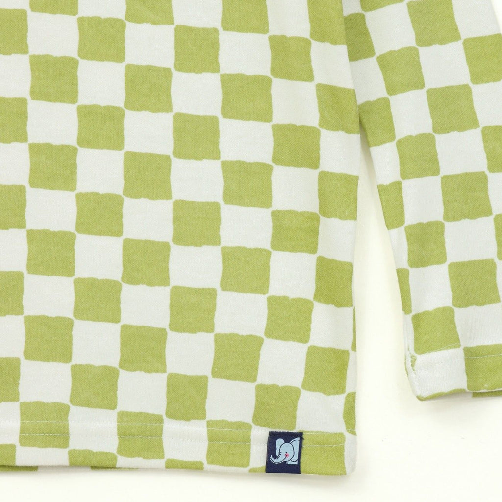 Sage Green Checkerboard Kids Full Sleeve T-Shirt & Pyjama Set
