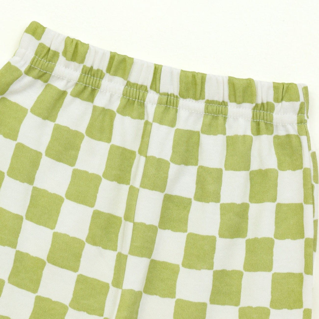 Sage Green Checkerboard Kids Full Sleeve T-Shirt & Pyjama Set