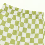 Sage Green Checkerboard Kids Full Sleeve T-Shirt & Pyjama Set