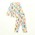 Pastel Fruit Print Kids Full Sleeve T-Shirt & Pyjama Set