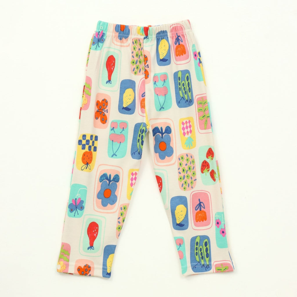 Pastel Fruit Print Kids Full Sleeve T-Shirt & Pyjama Set