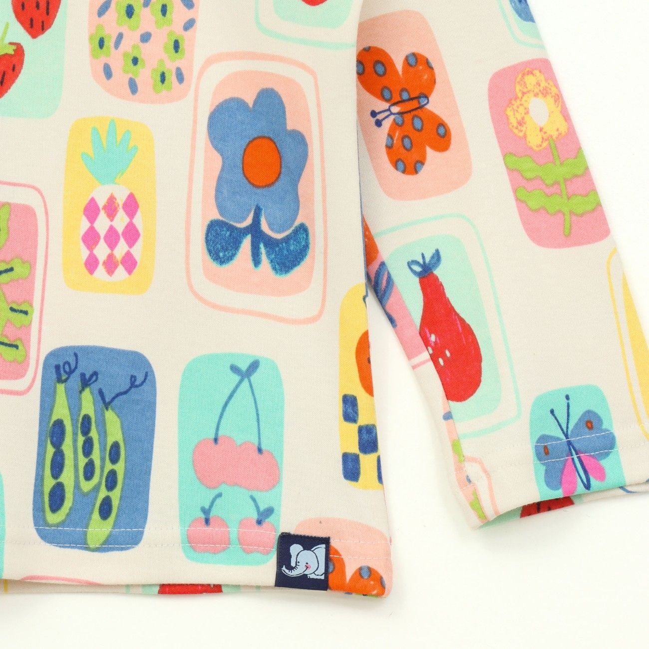 Pastel Fruit Print Kids Full Sleeve T-Shirt & Pyjama Set