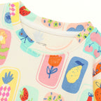 Pastel Fruit Print Kids Full Sleeve T-Shirt & Pyjama Set