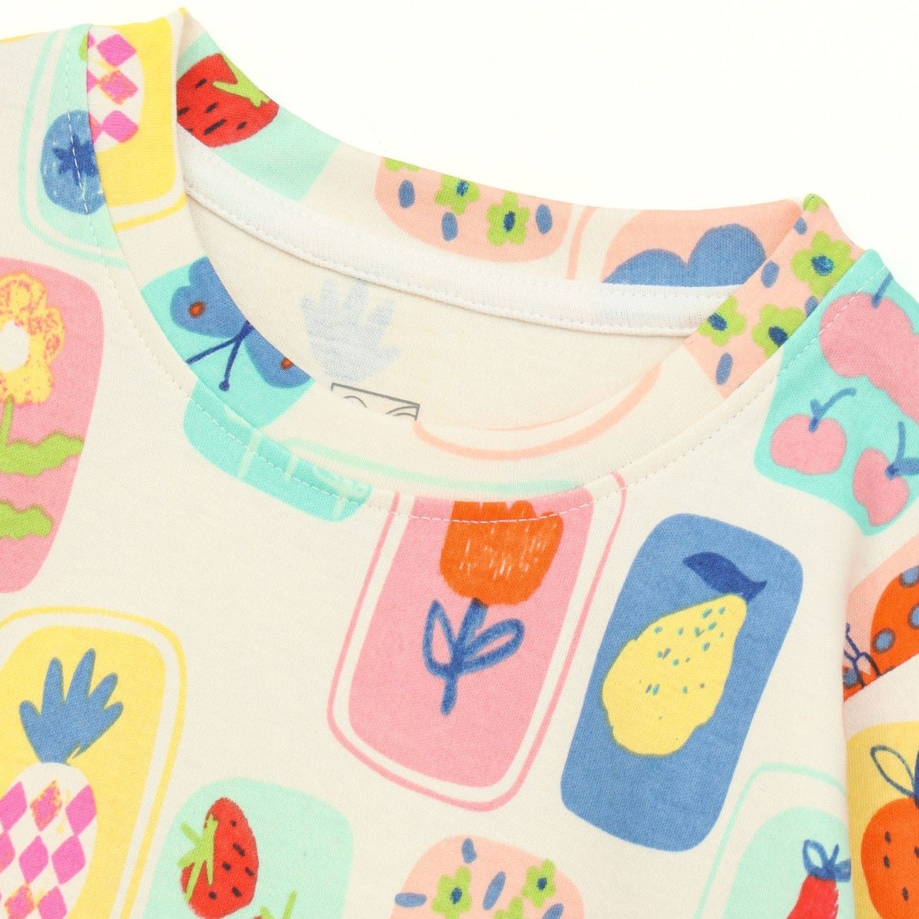 Pastel Fruit Print Kids Full Sleeve T-Shirt & Pyjama Set