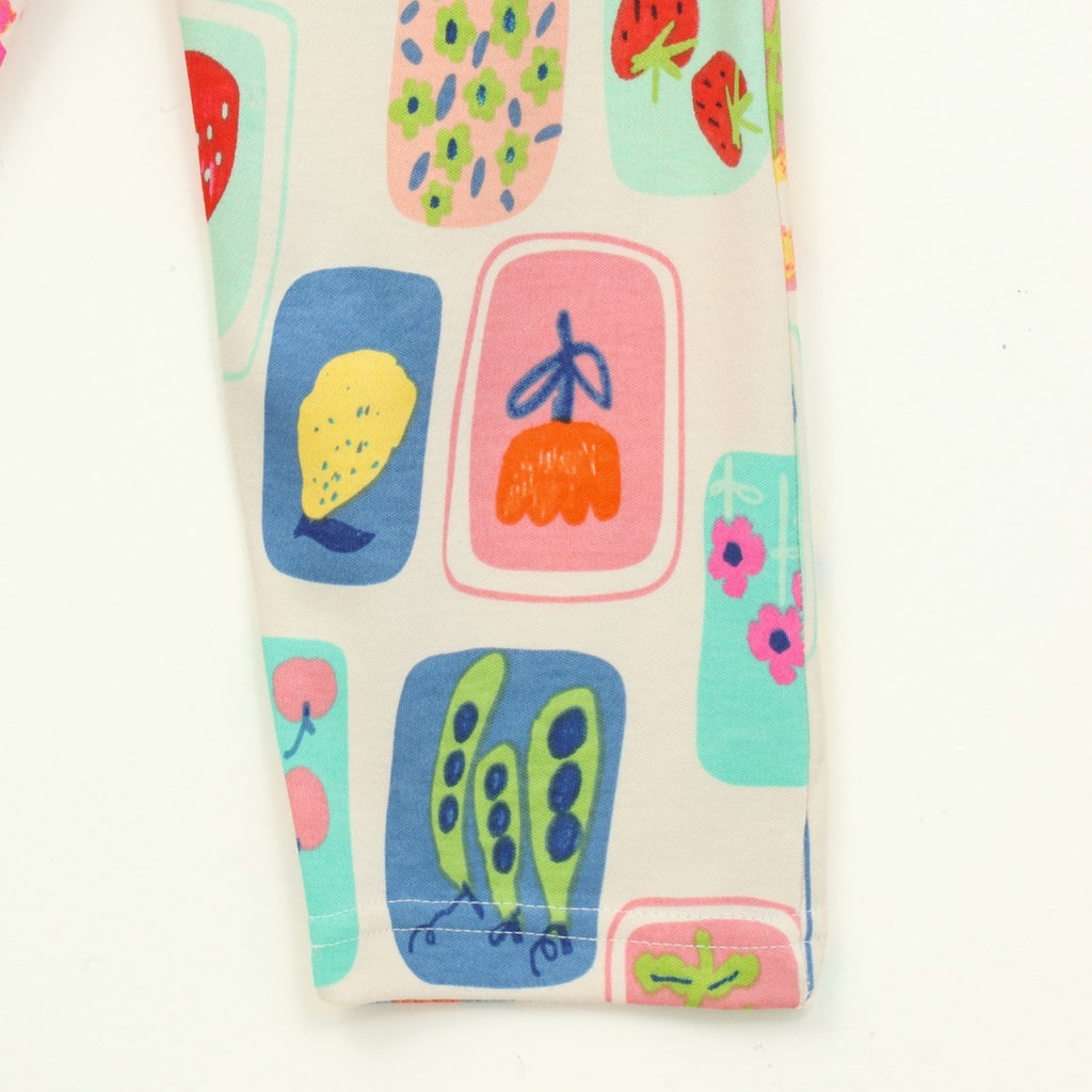 Pastel Fruit Print Kids Full Sleeve T-Shirt & Pyjama Set