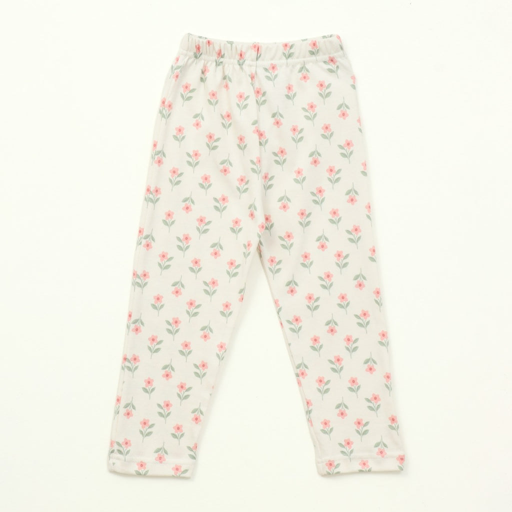 Mini Floral Print Kids Full Sleeve T-Shirt & Pyjama Set
