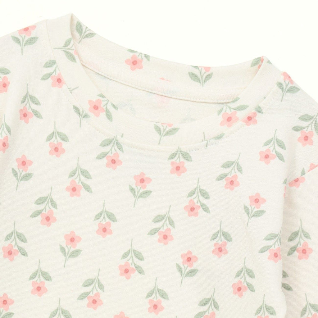 Mini Floral Print Kids Full Sleeve T-Shirt & Pyjama Set
