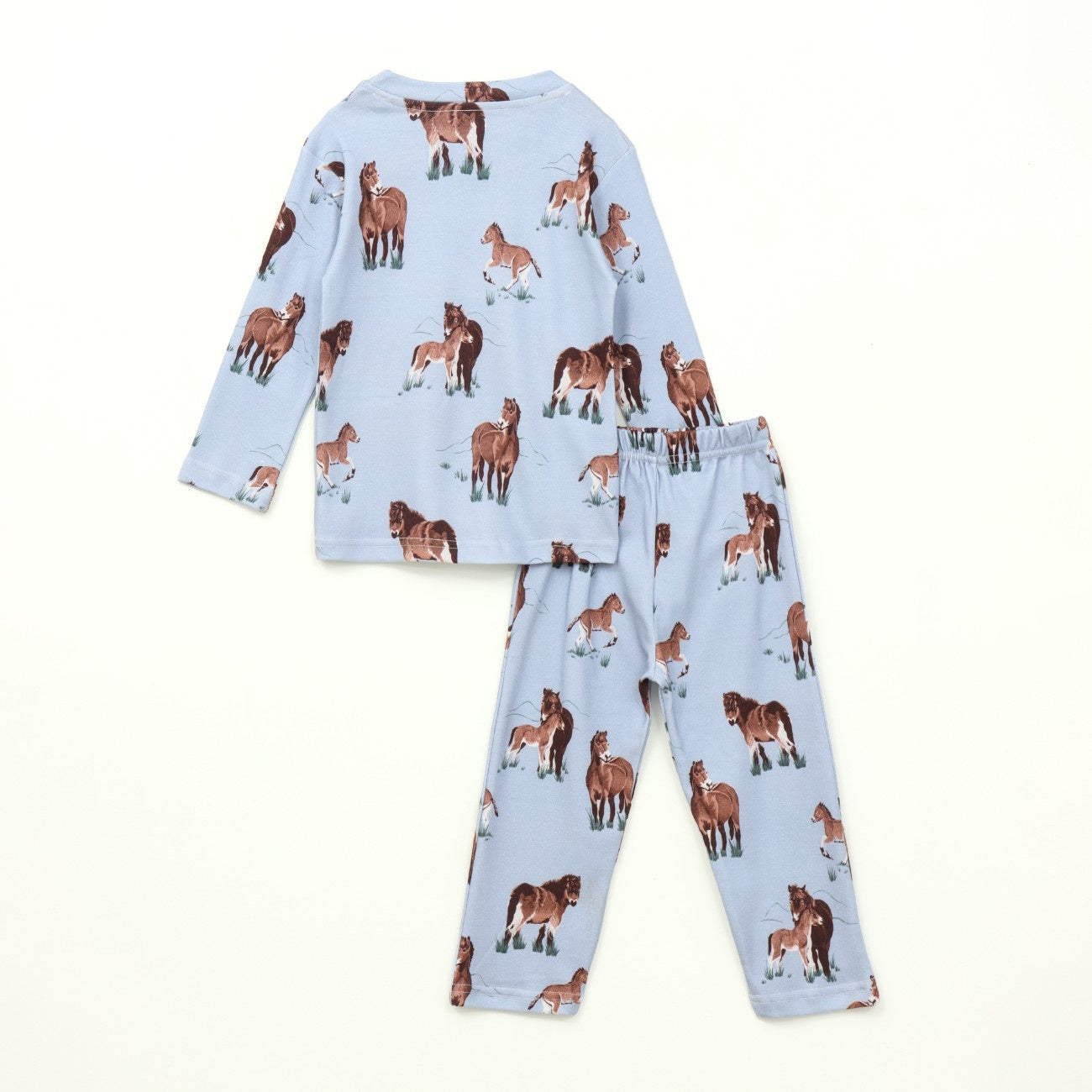 Blue Wild Horse Print Kids Full Sleeve T-Shirt & Pyjama Set