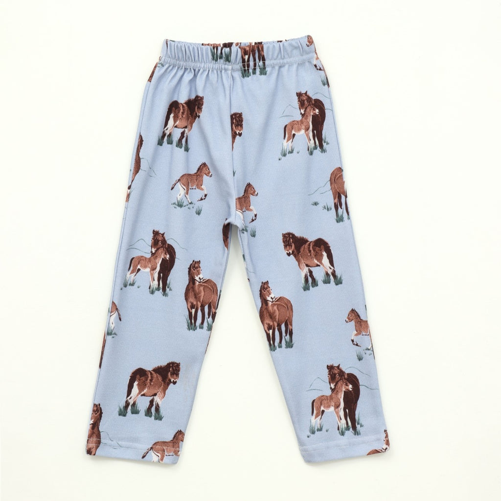 Blue Wild Horse Print Kids Full Sleeve T-Shirt & Pyjama Set