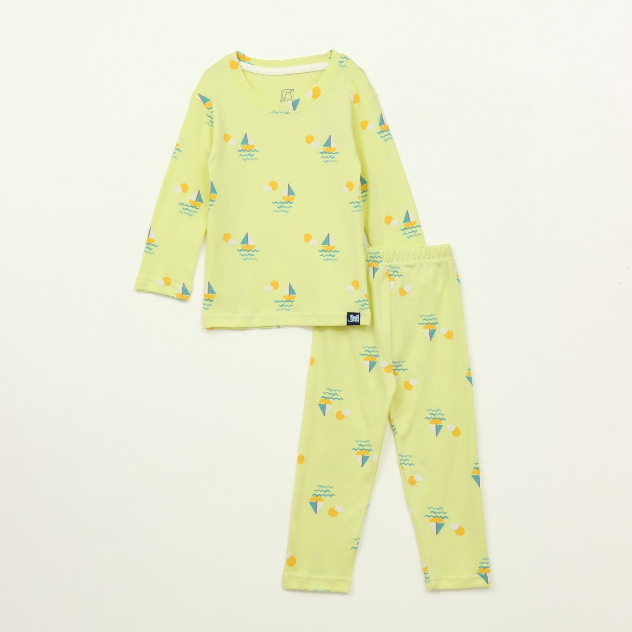 Sunny Sailboat Print Kids Full Sleeve T-Shirt & Pyjama Set