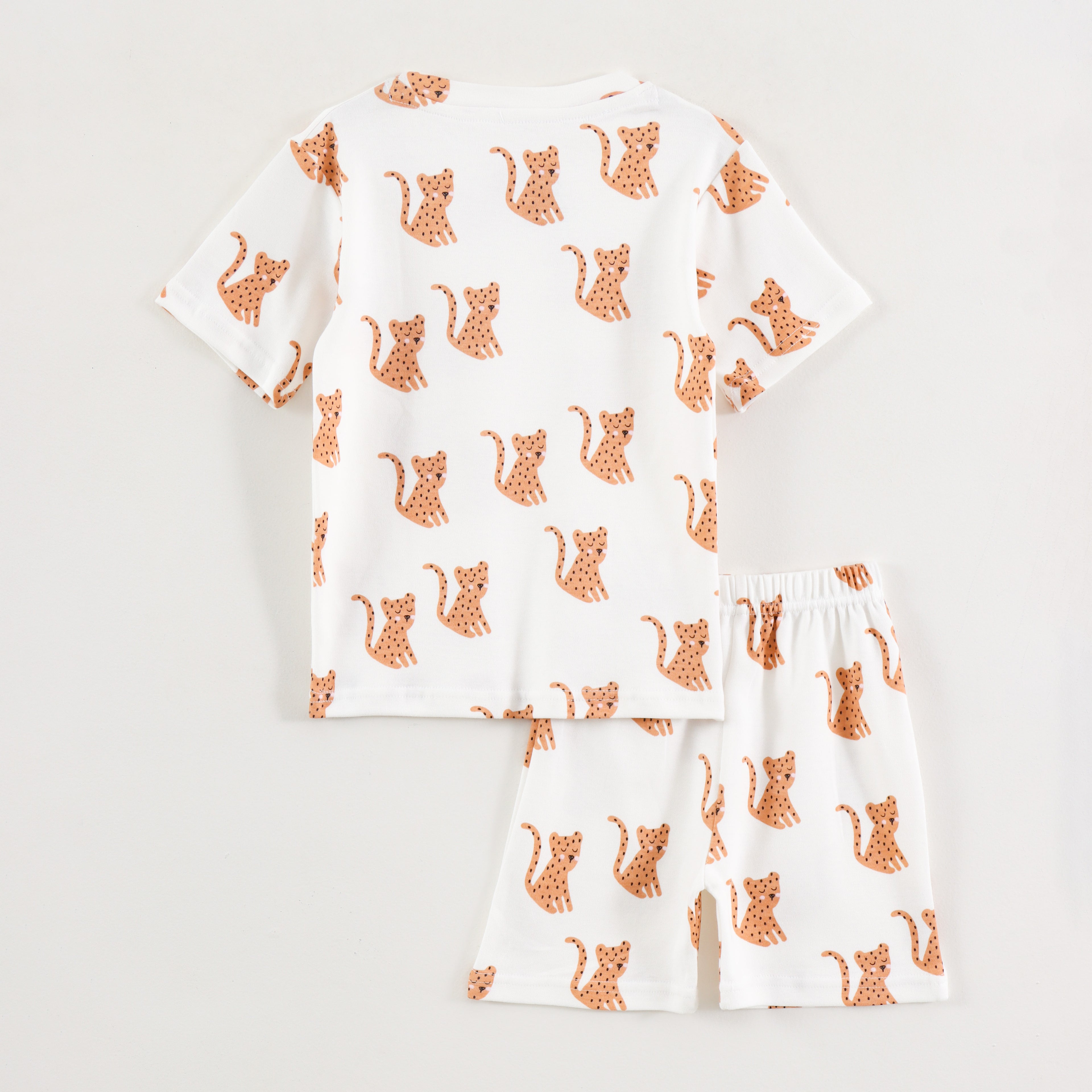 White Safari Cheetah Print Kids Co-Ord Set