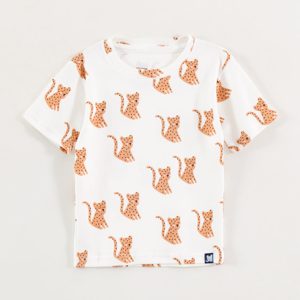 White Safari Cheetah Print Kids Co-Ord Set