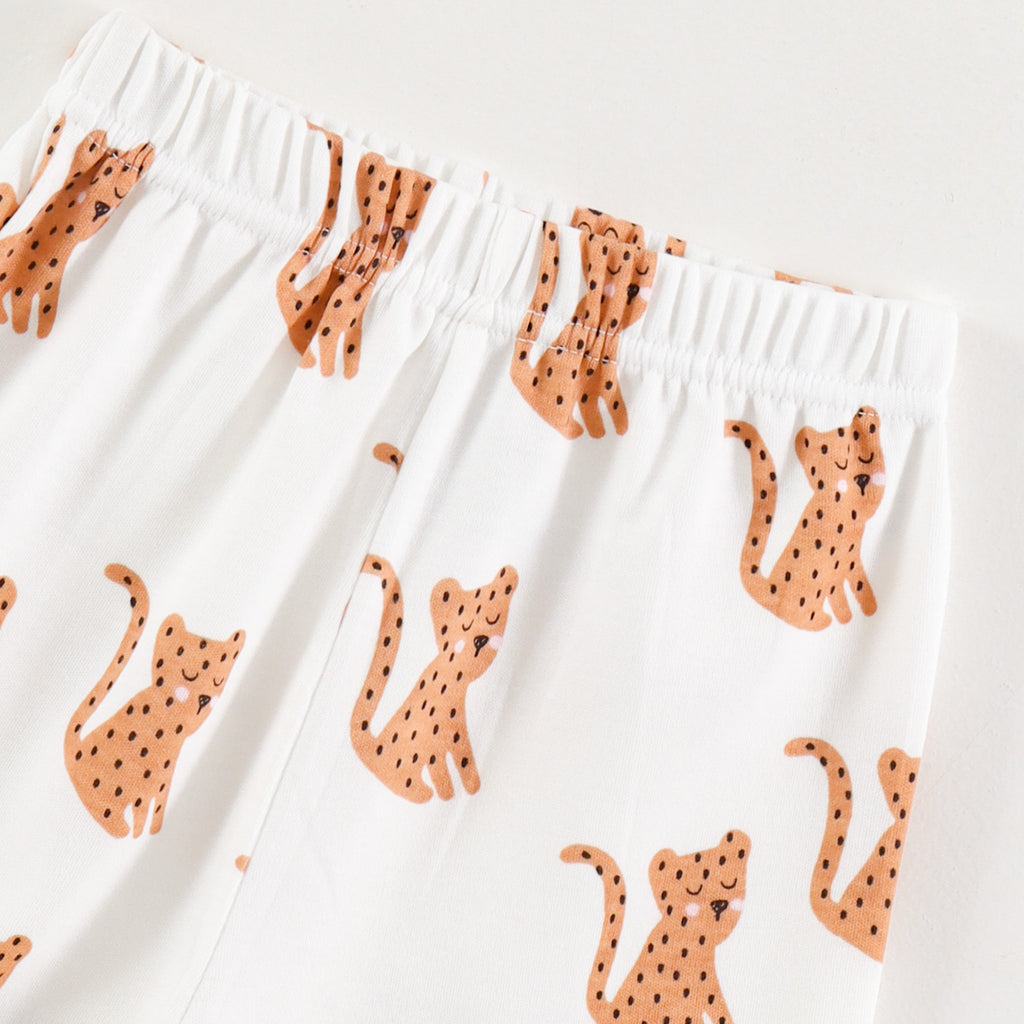 White Safari Cheetah Print Kids Co-Ord Set