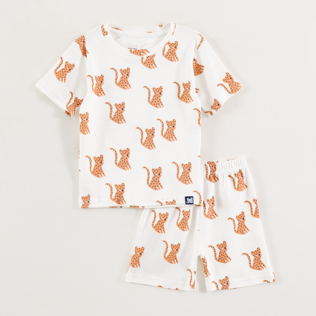 White Safari Cheetah Print Kids Co-Ord Set