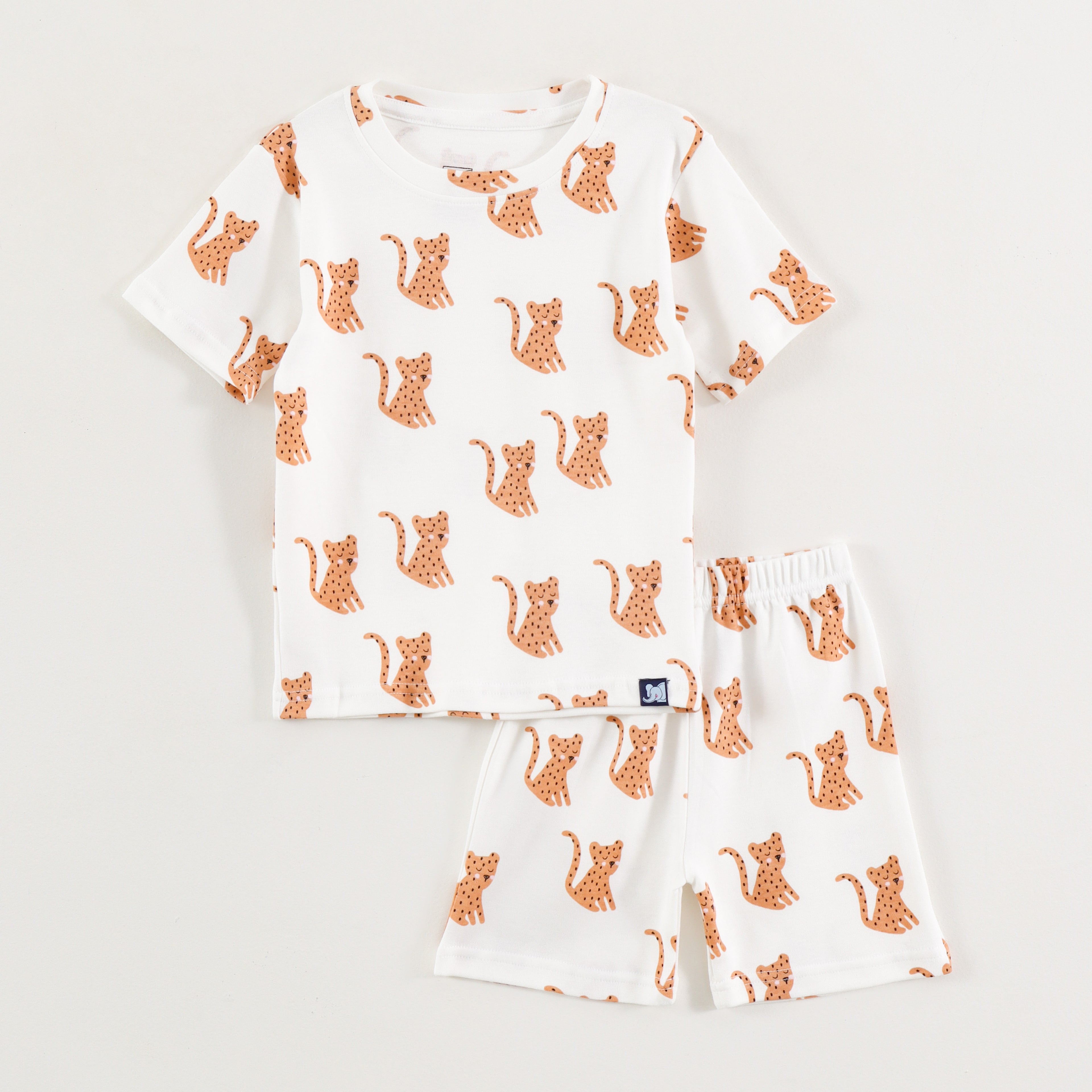 White Safari Cheetah Print Kids Co-Ord Set