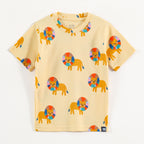 Pastel Yellow Safari Lion Print Kids Co-Ord Set