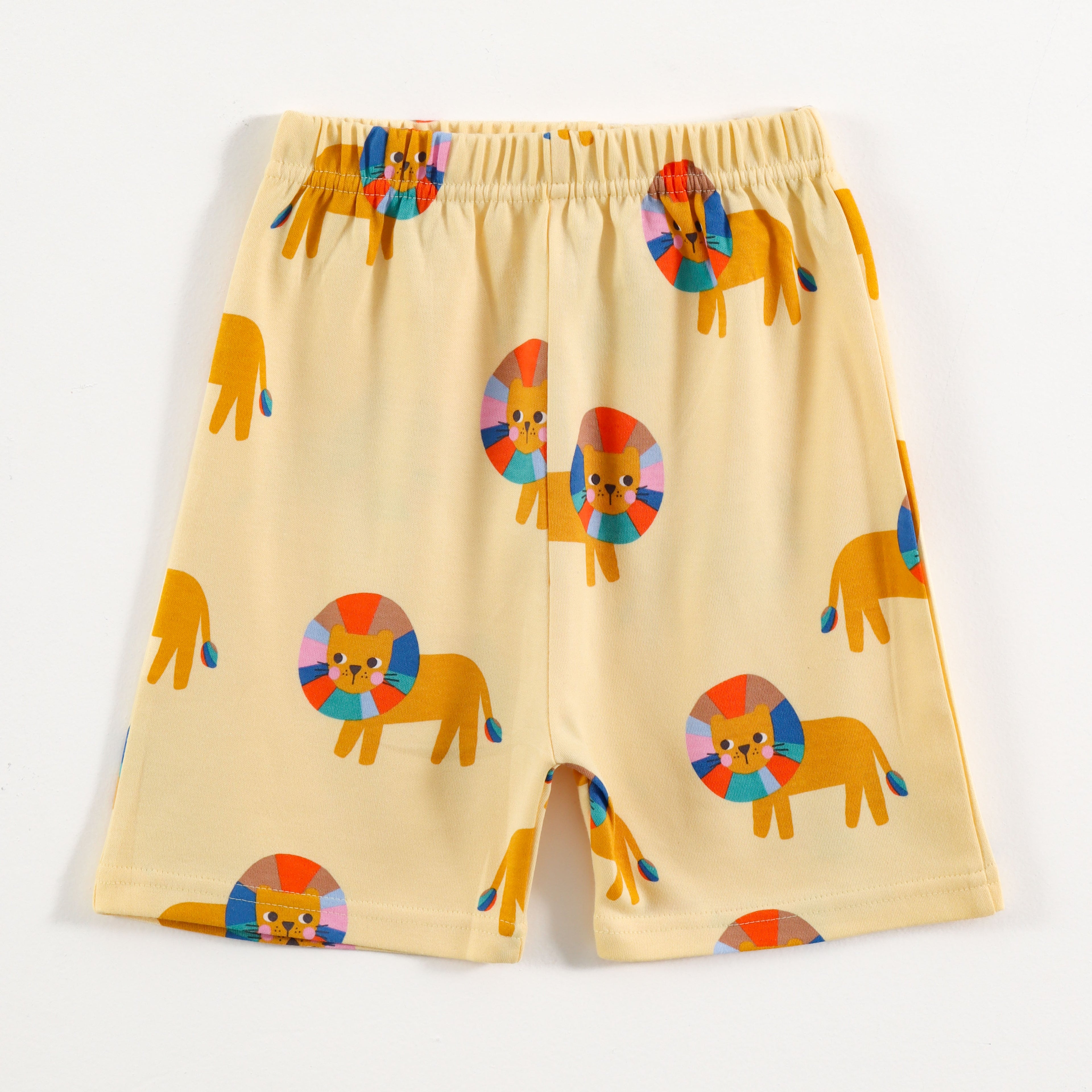 Pastel Yellow Safari Lion Print Kids Co-Ord Set