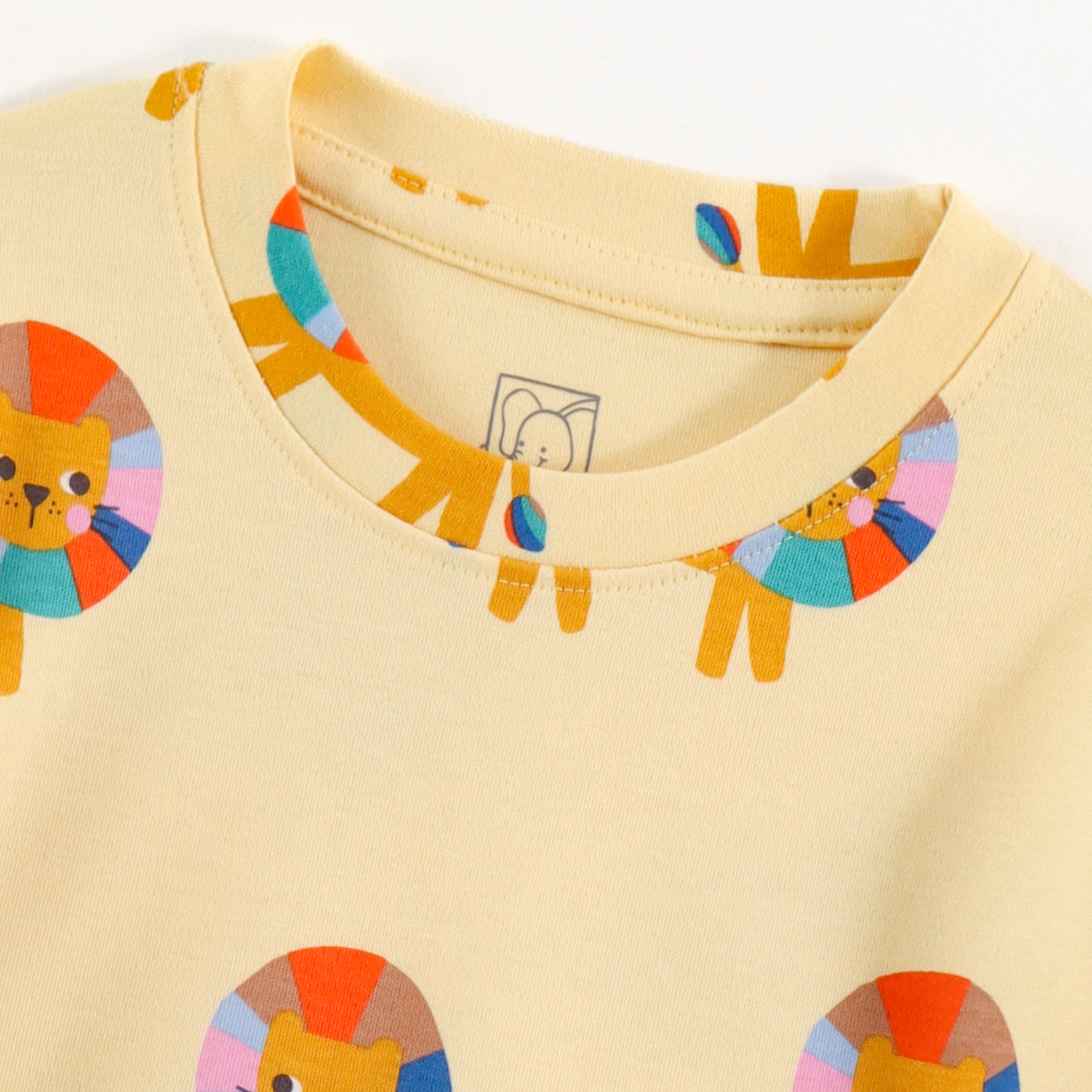 Pastel Yellow Safari Lion Print Kids Co-Ord Set