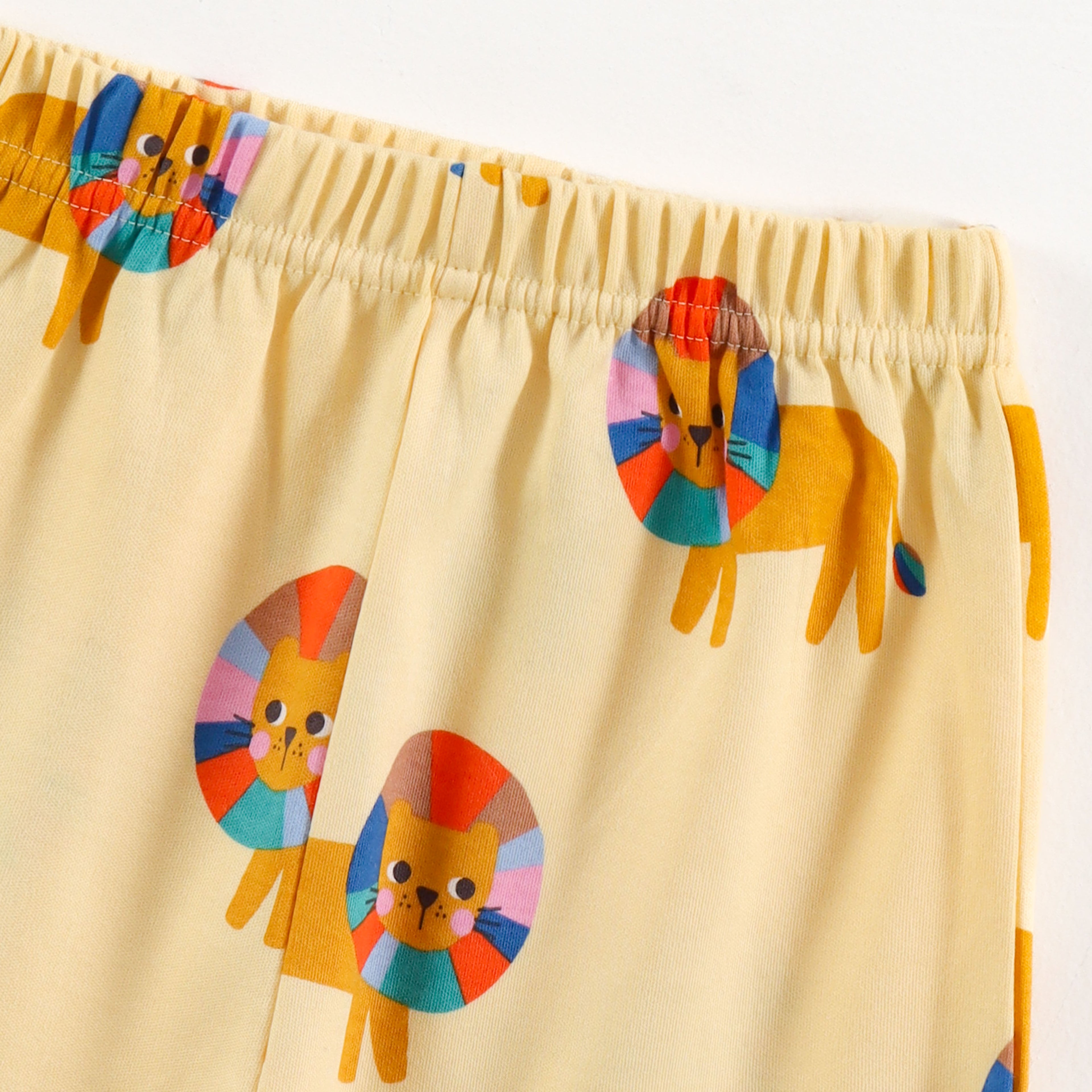 Pastel Yellow Safari Lion Print Kids Co-Ord Set