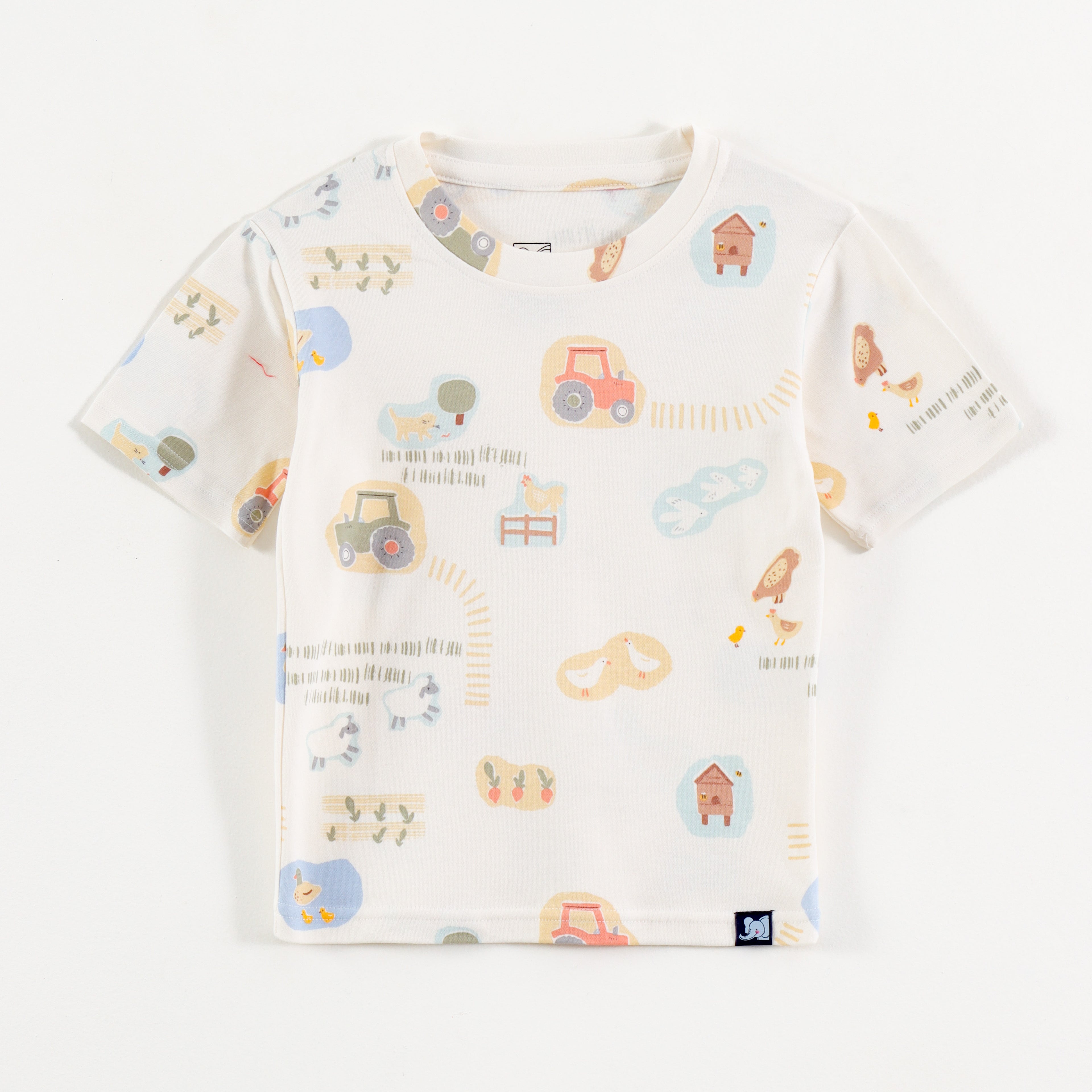 Off White Farm Animal & Tractor Print Kids Co-Ord Set