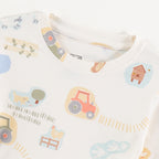 Off White Farm Animal & Tractor Print Kids Co-Ord Set