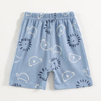 Sky Blue Bear & Lion Face Print Kids Co-Ord Set