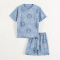 Sky Blue Bear & Lion Face Print Kids Co-Ord Set