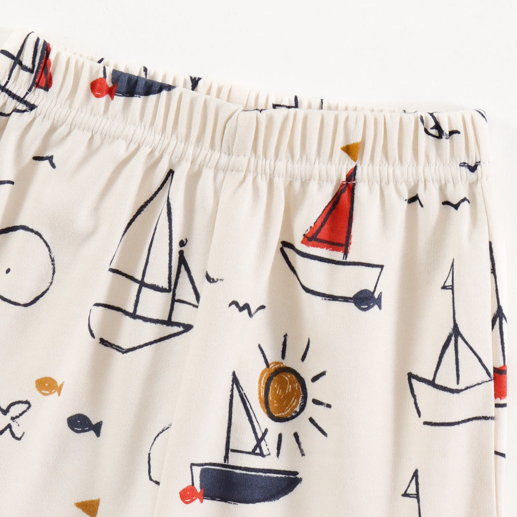 Off White Whale & Sail Boat Print Kids Co-Ord Set