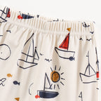 Off White Whale & Sail Boat Print Kids Co-Ord Set