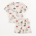 Off White Whale & Sail Boat Print Kids Co-Ord Set