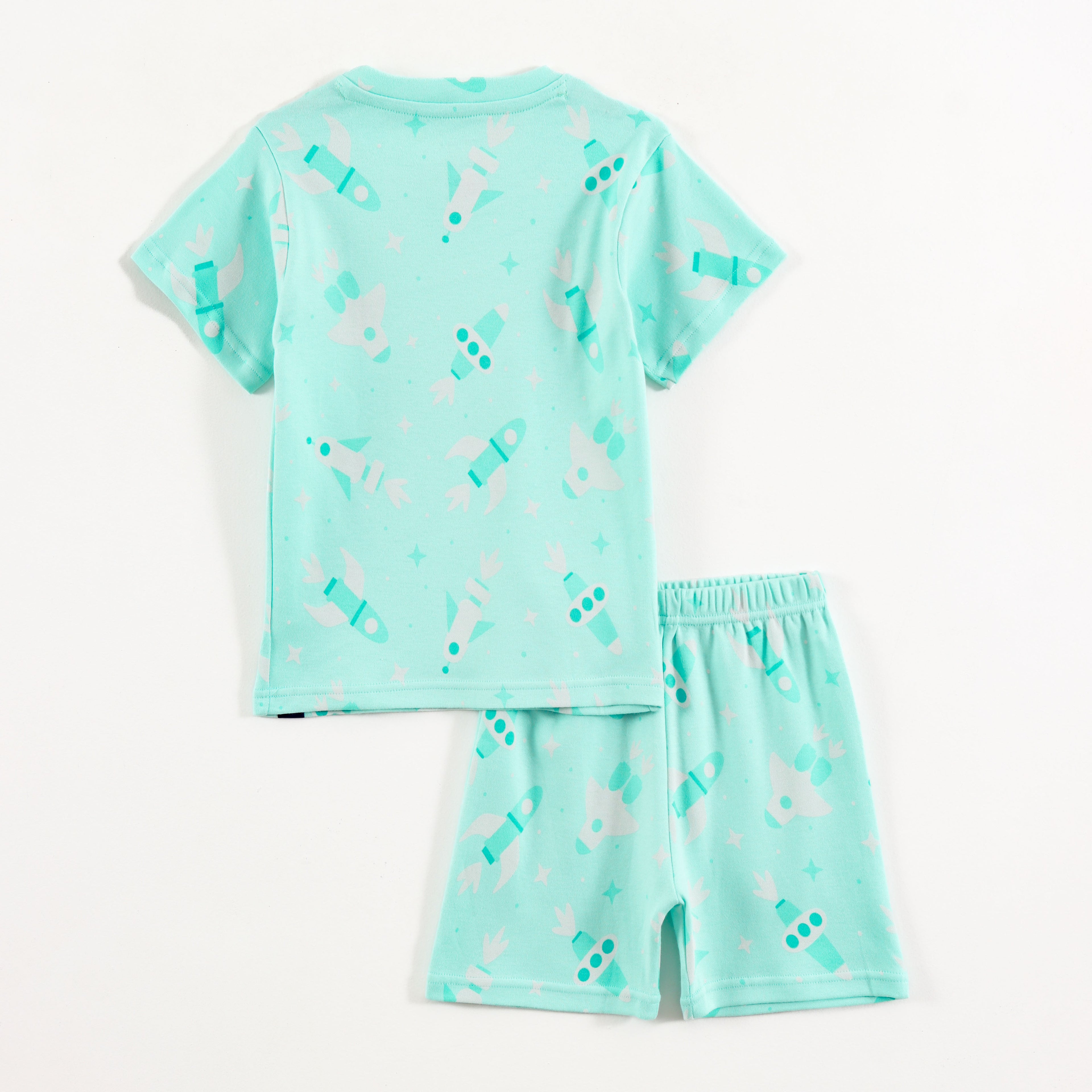 Mint Green Rocket & Space Ship Print Kids Co-Ord Set