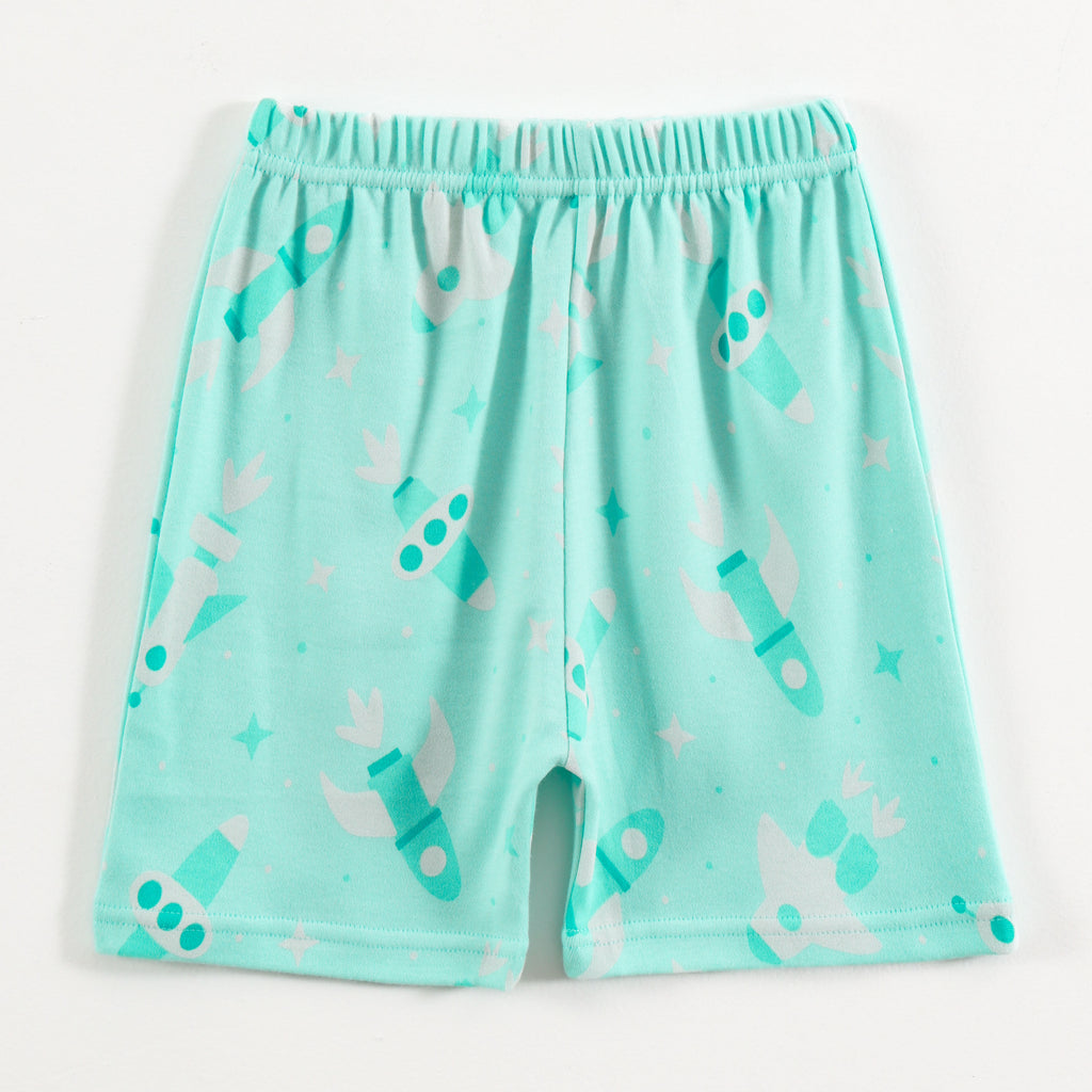 Mint Green Rocket & Space Ship Print Kids Co-Ord Set