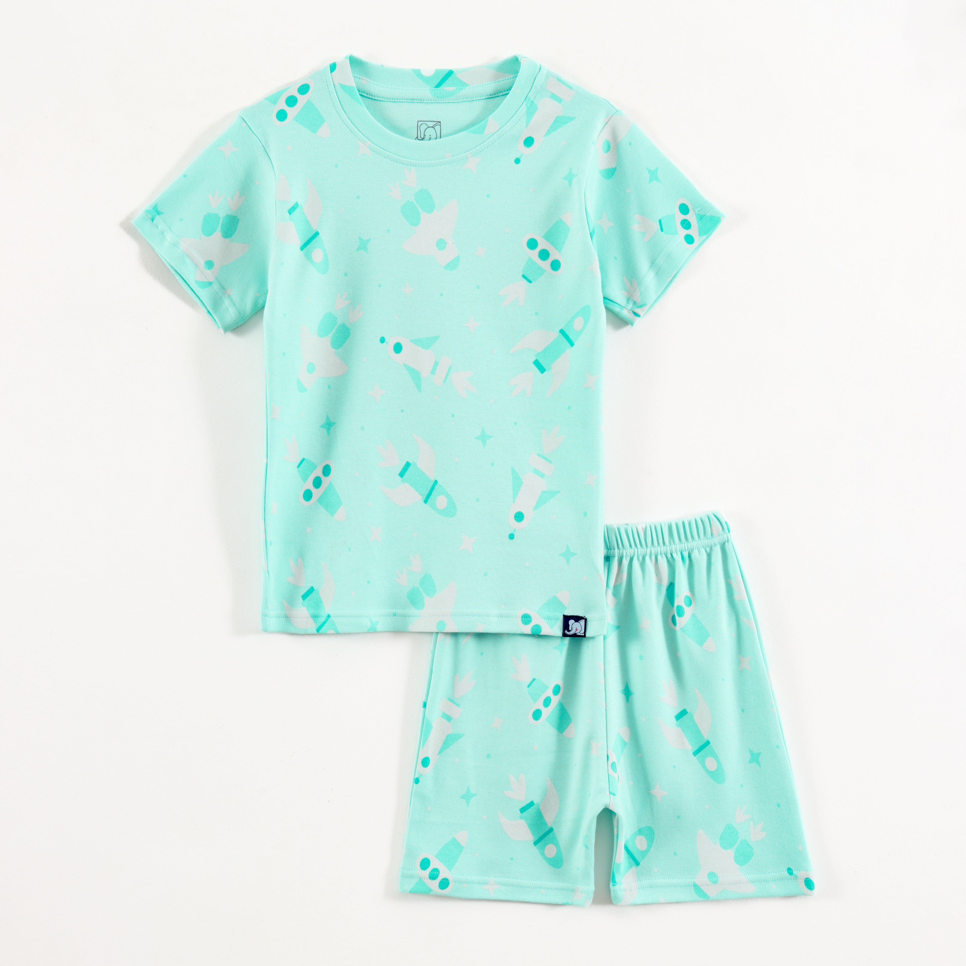 Mint Green Rocket & Space Ship Print Kids Co-Ord Set