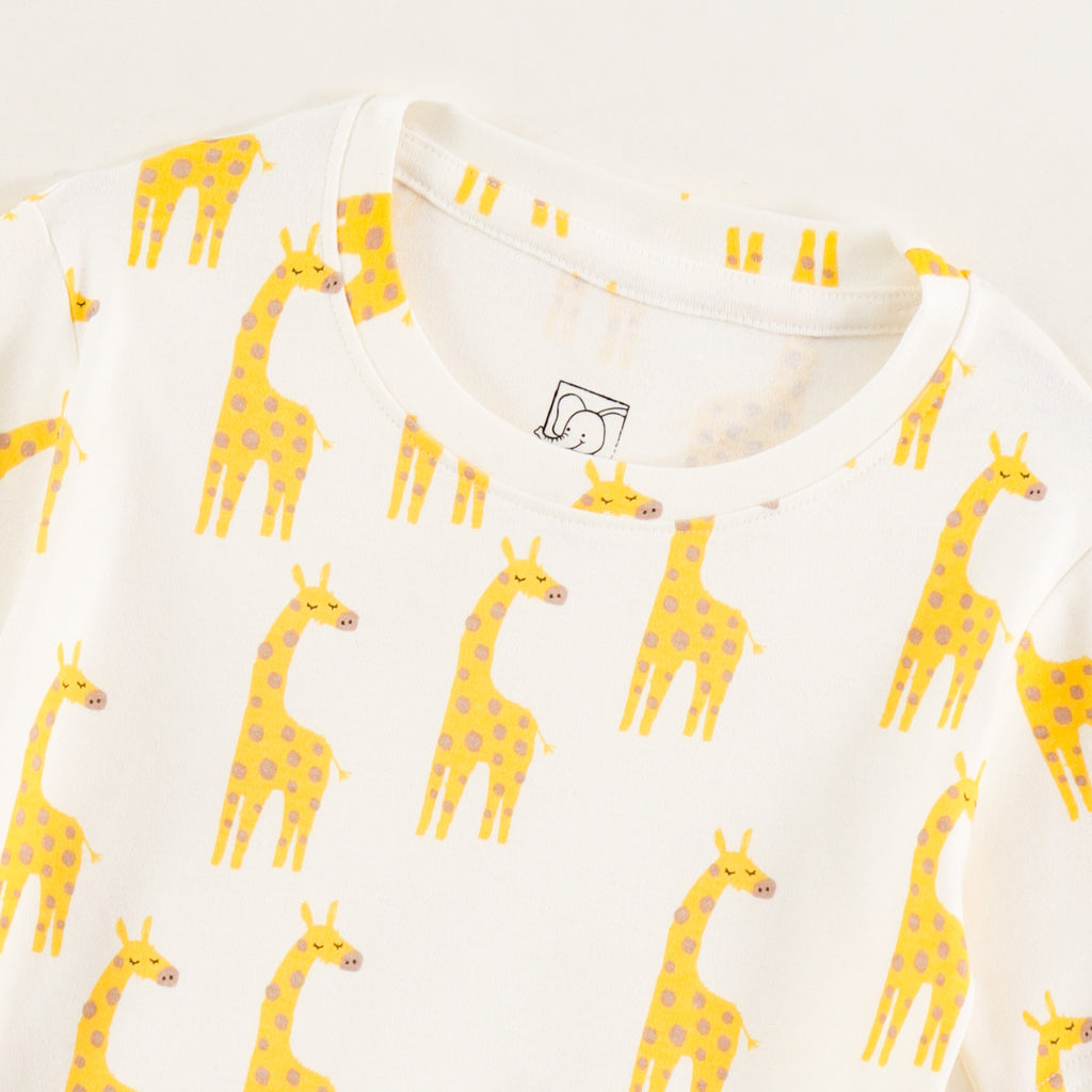 Off White Giraffe Print Kids Co-Ord Set